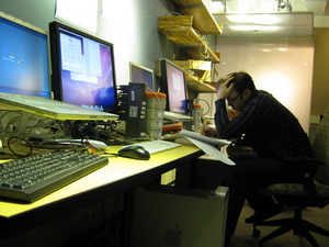 Rik Working Hard Setting Up Computers for PAX East